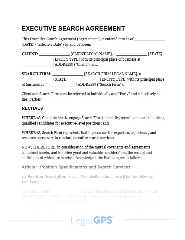 Executive Search Agreement IMAGE