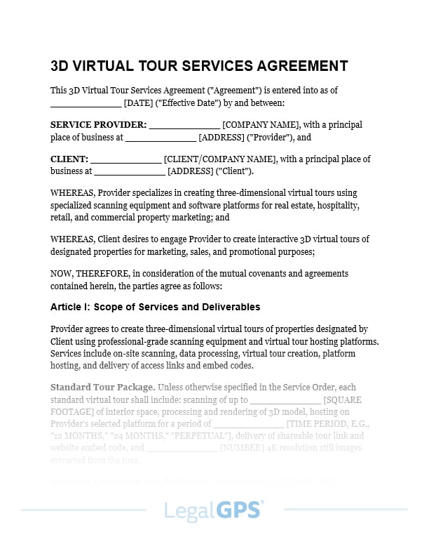 3D Virtual Tour Services Agreement IMAGE
