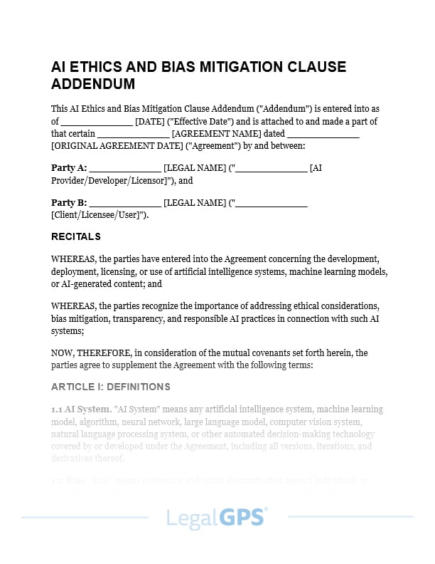 AI Ethics and Bias Mitigation Clause Addendum IMAGE