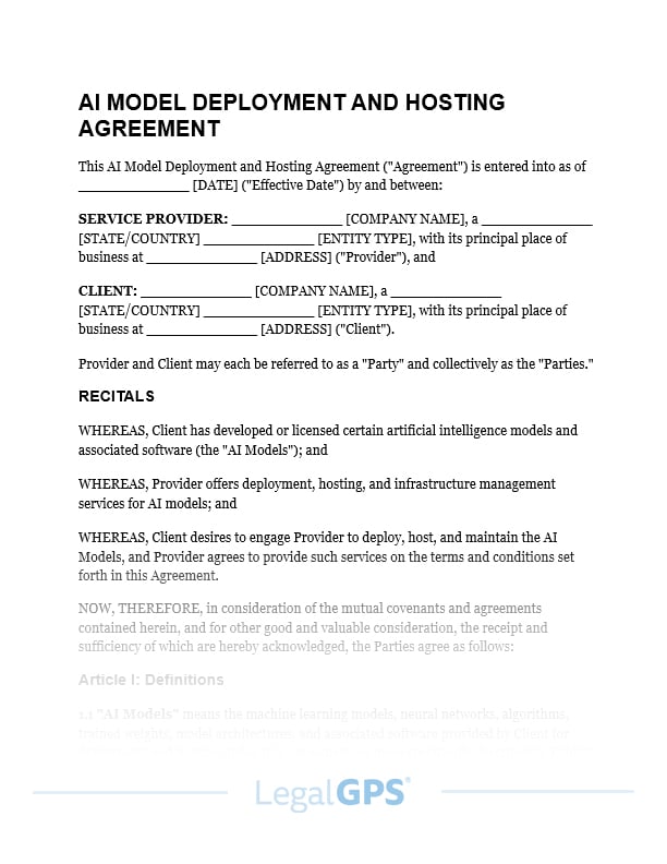 AI Model Deployment and Hosting Agreement IMAGE