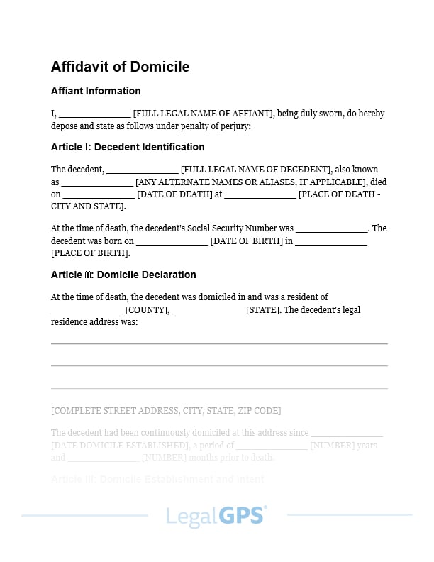 Affidavit of Domicile IMAGE