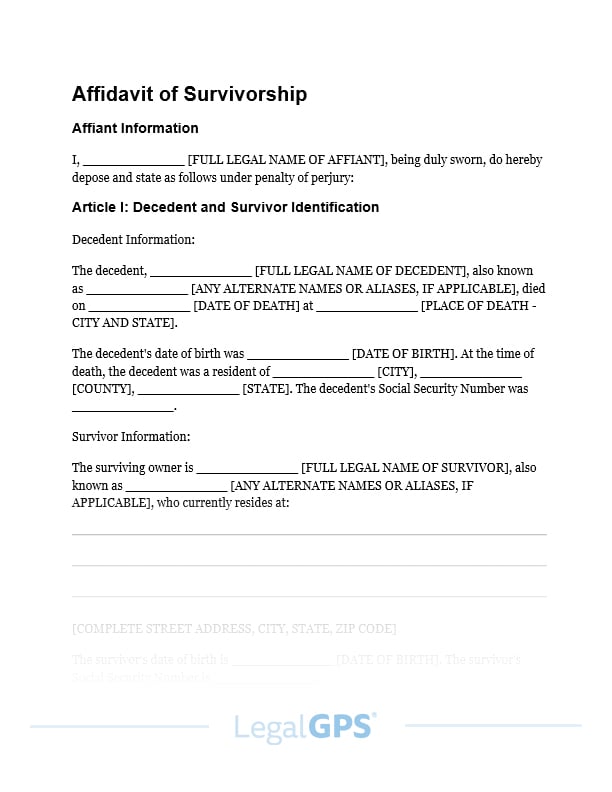 Affidavit of Survivorship IMAGE