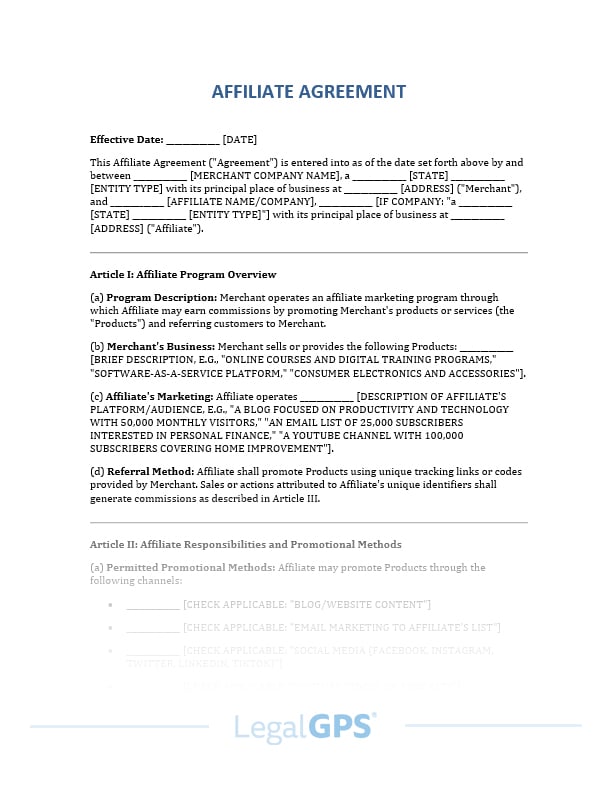 Affiliate Agreement IMAGE