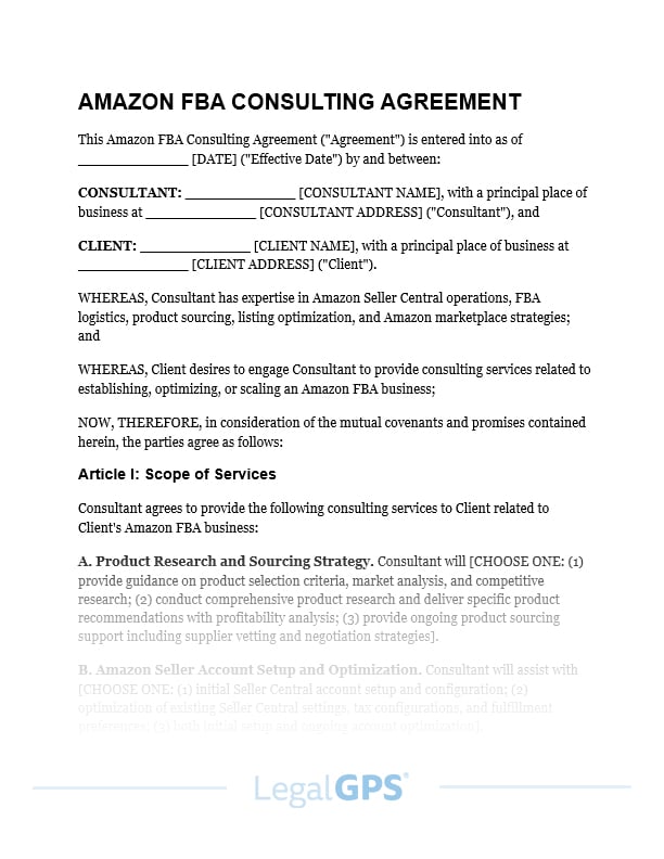 Amazon FBA Consulting Agreement IMAGE