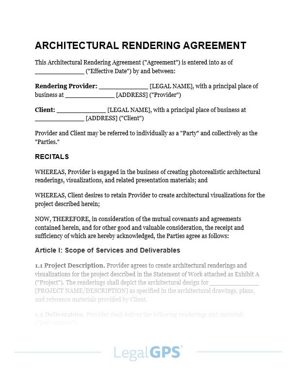 Architectural Rendering Agreement IMAGE