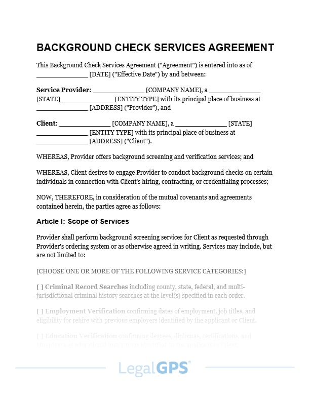 Background Check Services Agreement IMAGE