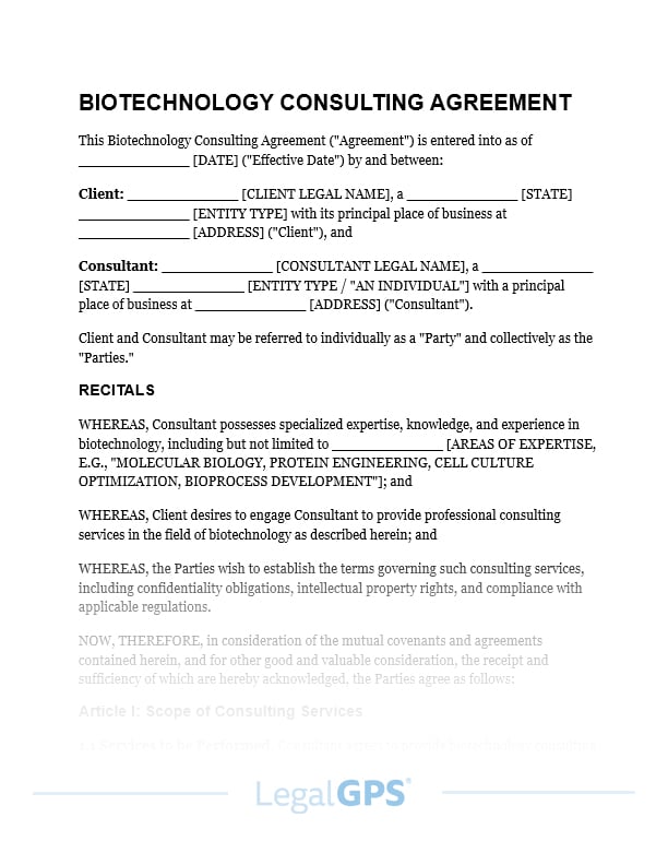 Biotechnology Consulting Agreement IMAGE