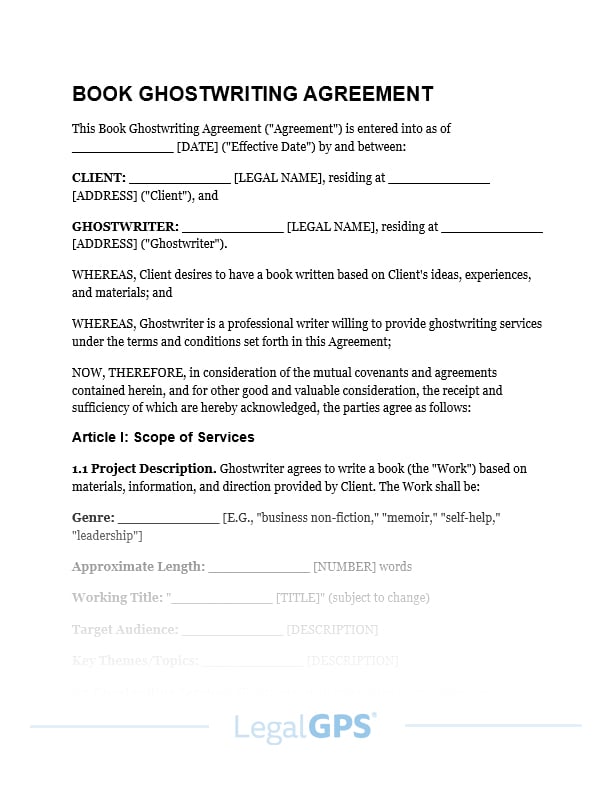 Book Ghostwriting Agreement IMAGE