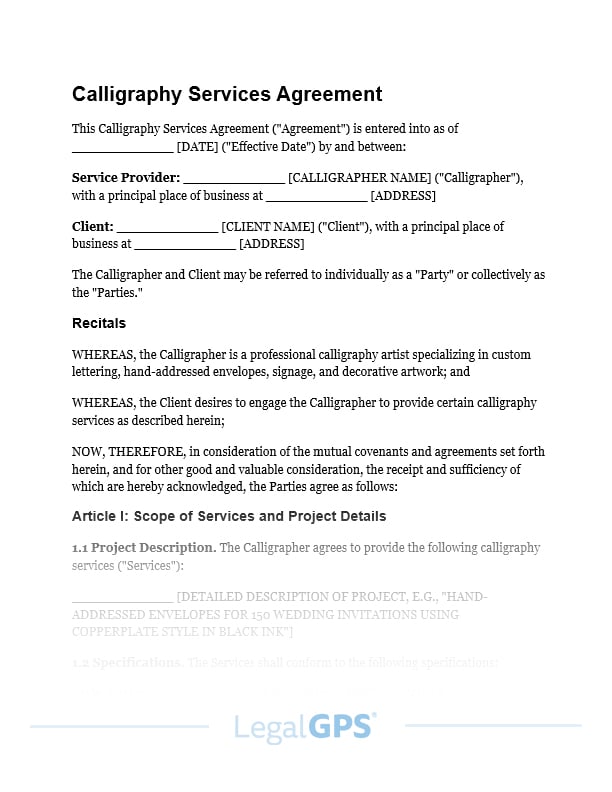 Calligraphy Services Agreement IMAGE