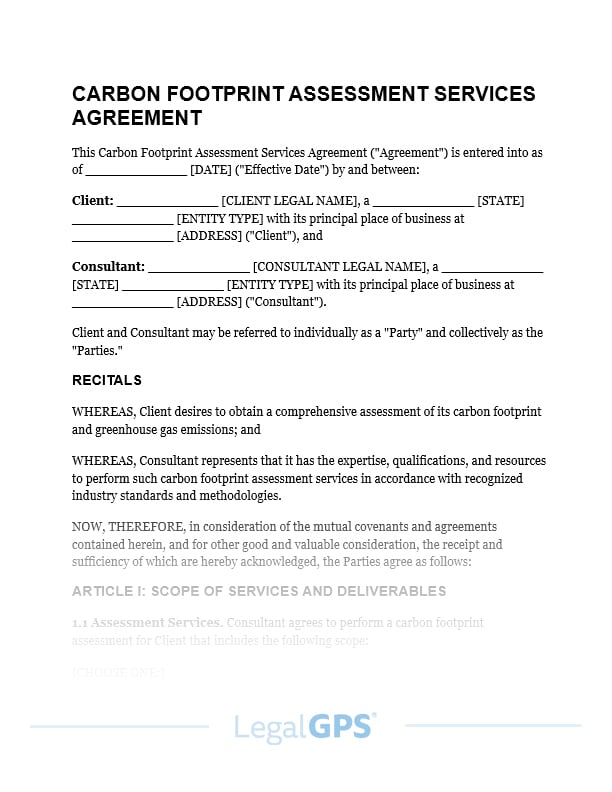 Carbon Footprint Assessment Services Agreement IMAGE