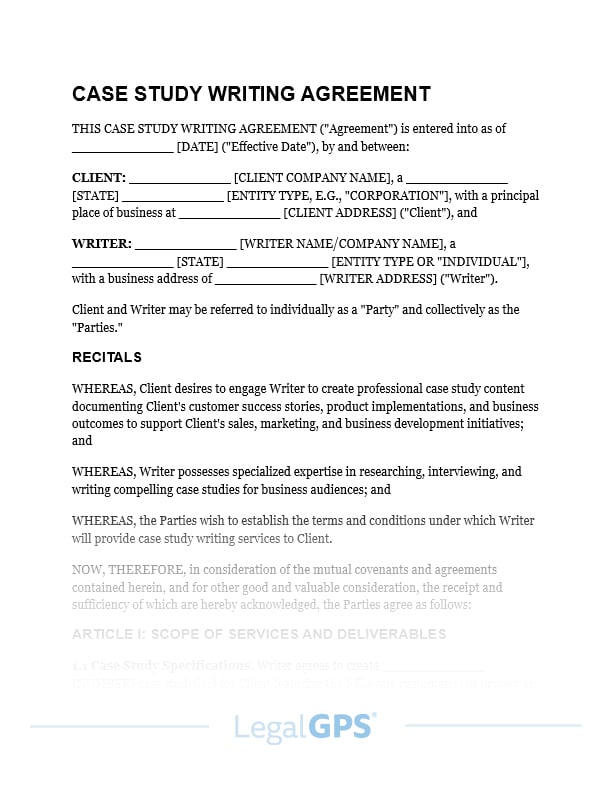 Case Study Writing Agreement IMAGE