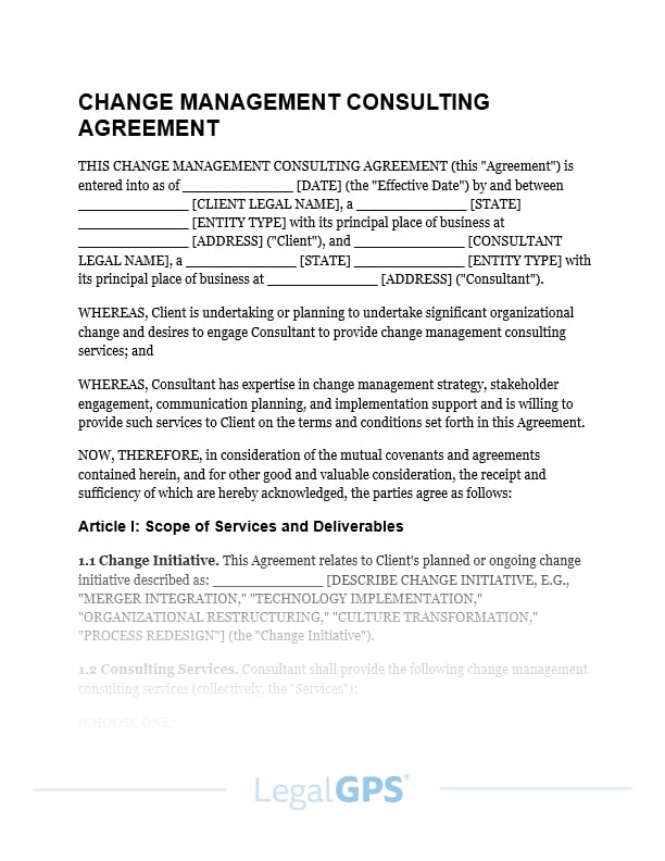 Change Management Consulting Agreement IMAGE