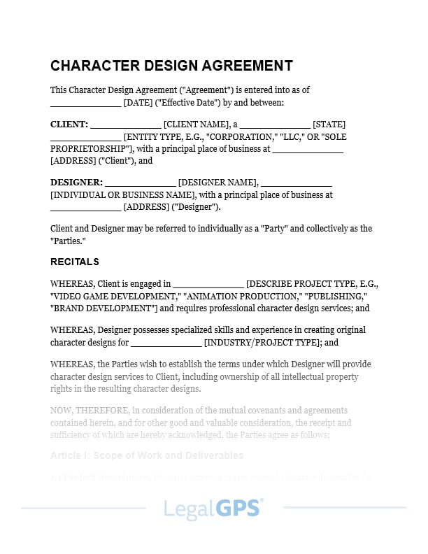 Character Design Agreement IMAGE