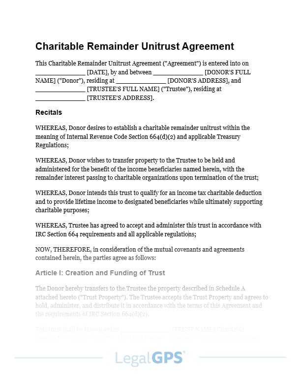 Charitable Remainder Unitrust (CRUT) IMAGE