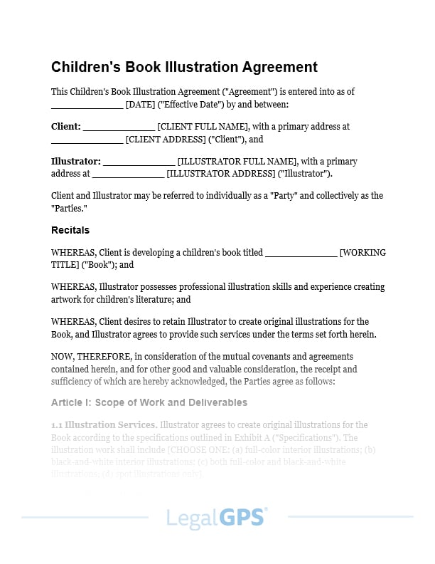 Childrens Book Illustration Agreement IMAGE