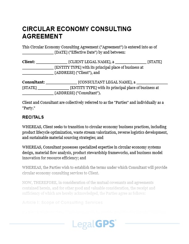 Circular Economy Consulting Agreement IMAGE