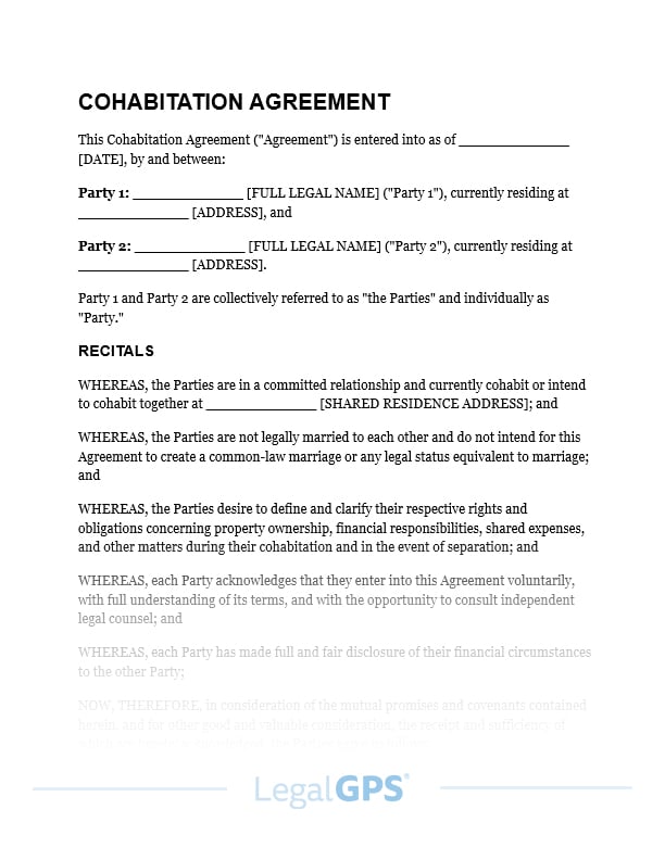 Cohabitation Agreement (for unmarried partners) IMAGE