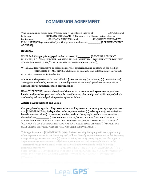Commission Agreement IMAGE