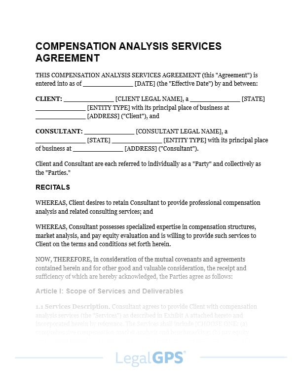 Compensation Analysis Services Agreement IMAGE