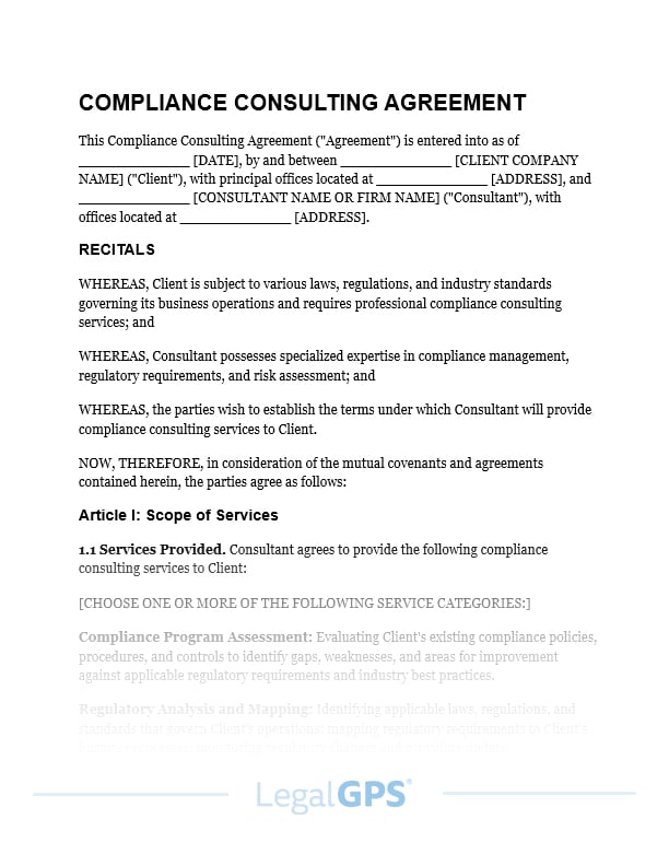 Compliance Consulting Agreement IMAGE