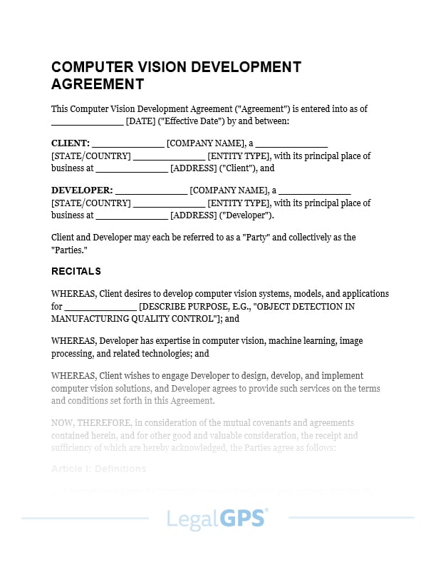 Computer Vision Development Agreement IMAGE
