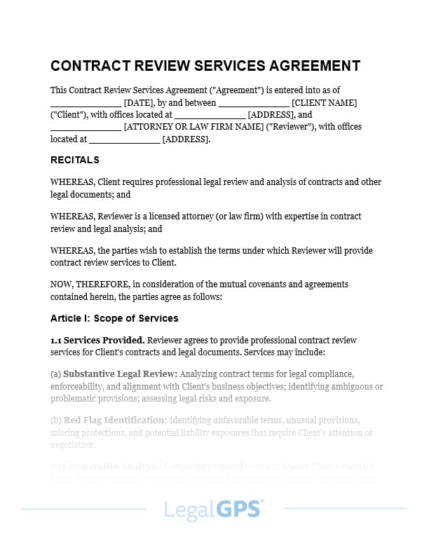 Contract Review Services Agreement IMAGE