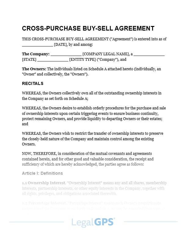 Cross-Purchase Buy-Sell Agreement IMAGE
