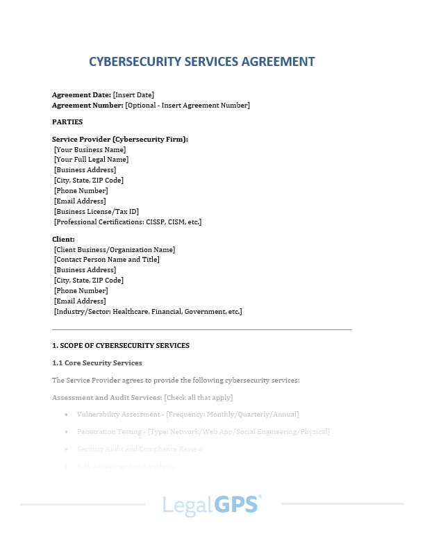 Cybersecurity Services Agreement IMAGE