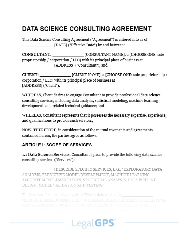 Data Science Consulting Agreement IMAGE