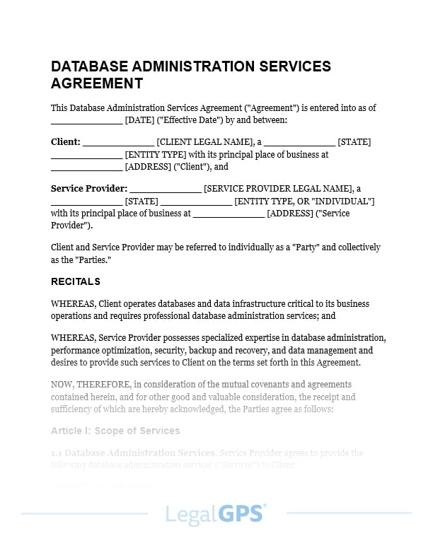 Database Administration Services Agreement IMAGE