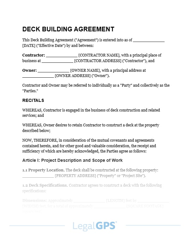 Deck Building Agreement IMAGE