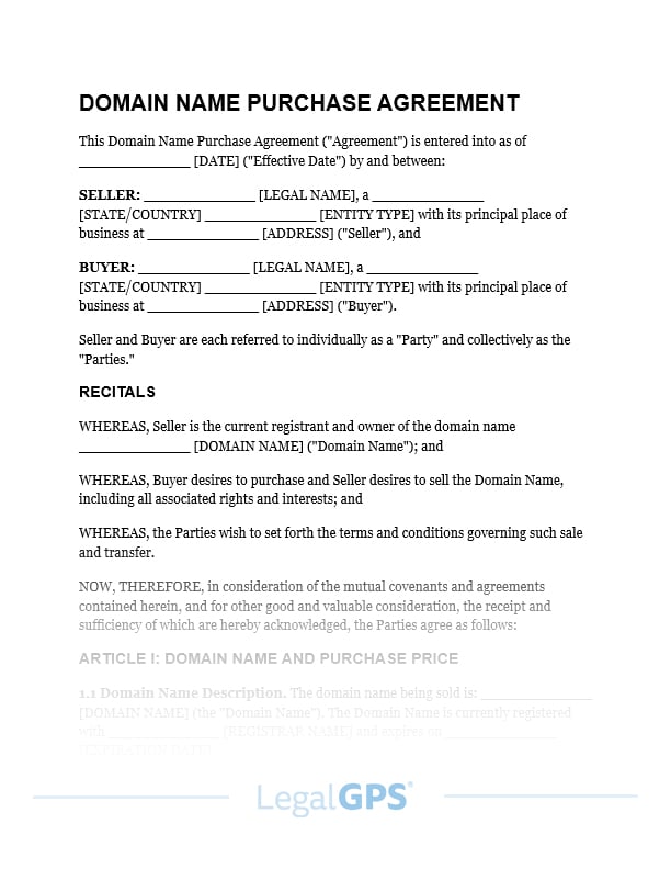 Domain Name Purchase Agreement IMAGE