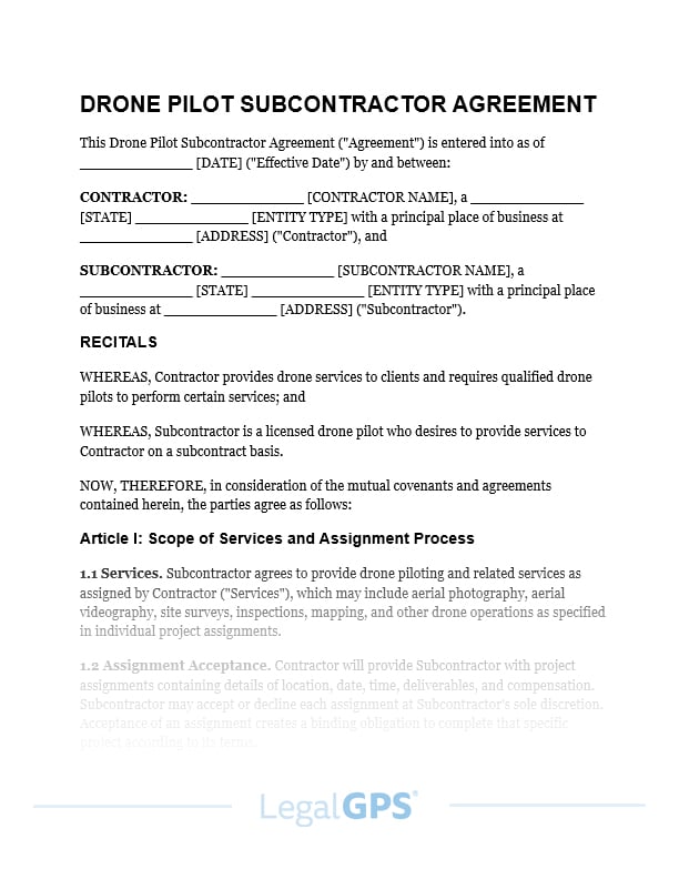 Drone Pilot Subcontractor Agreement IMAGE