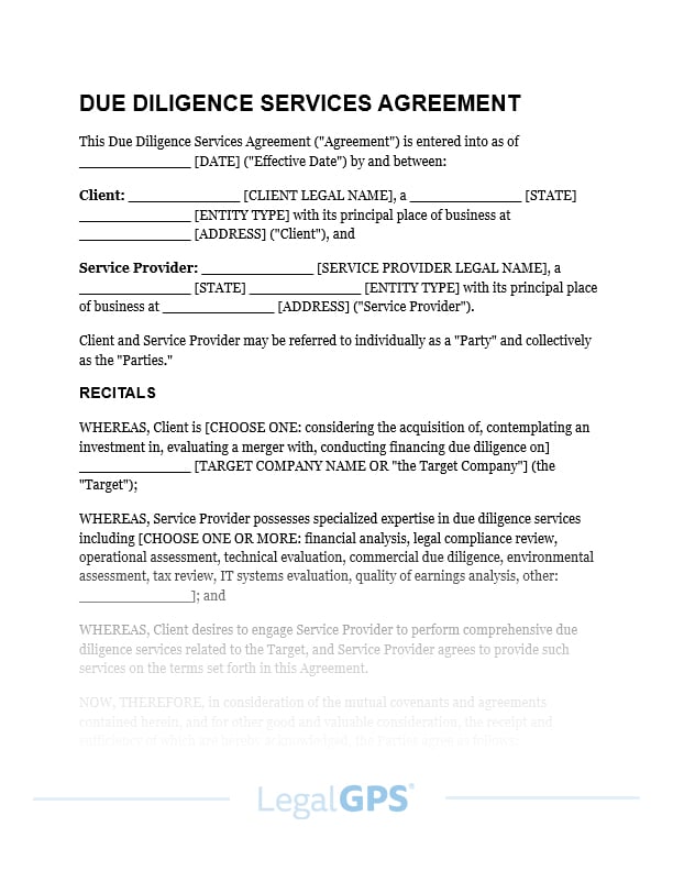 Due Diligence Services Agreement IMAGE