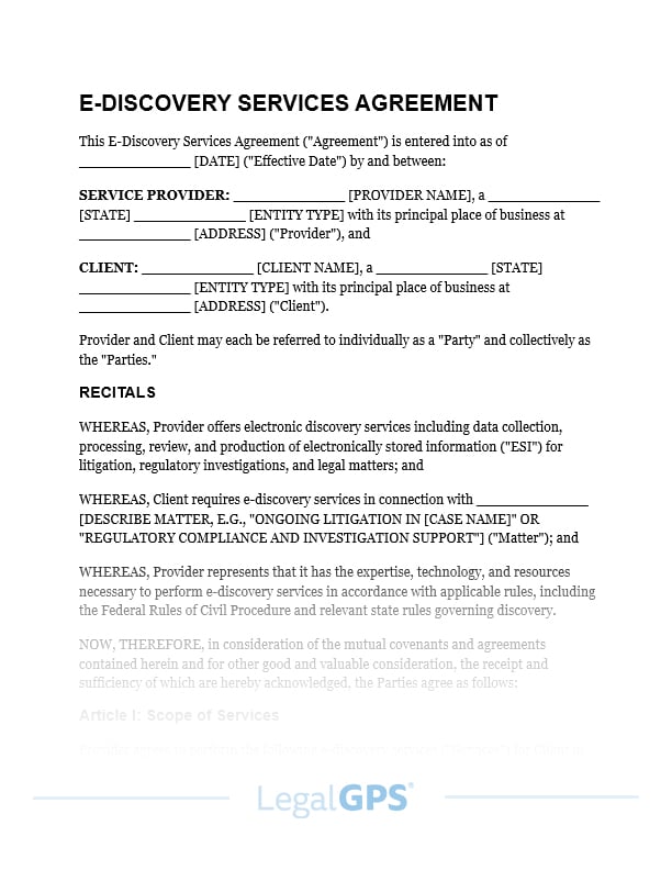 E-Discovery Services Agreement IMAGE