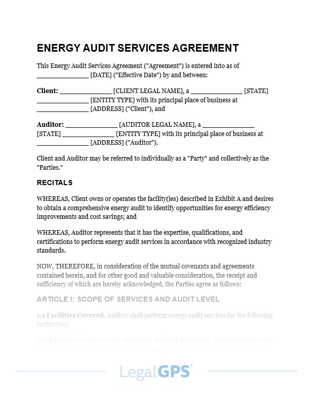 Energy Audit Services Agreement IMAGE