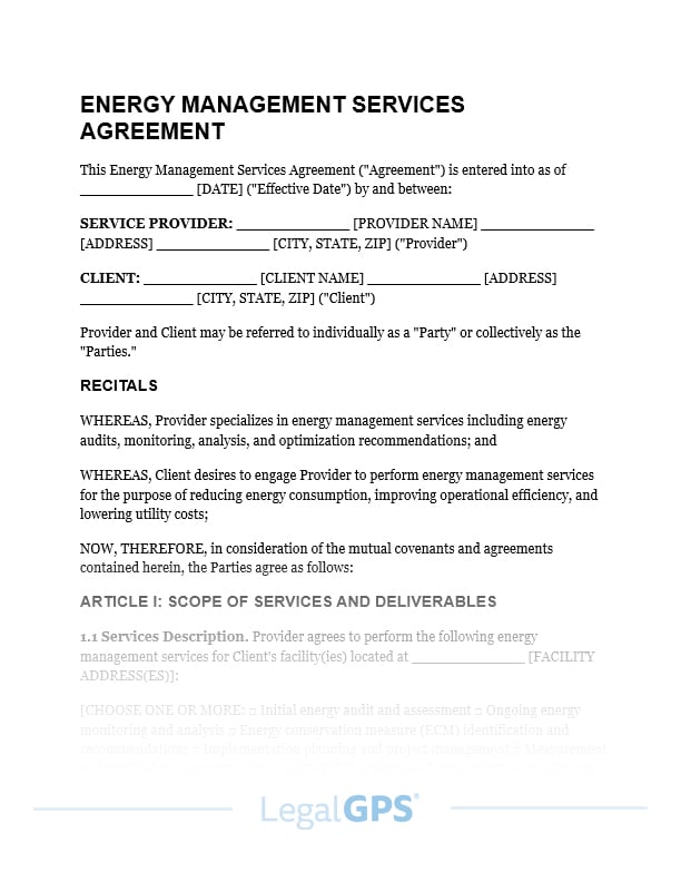 Energy Management Services Agreement IMAGE