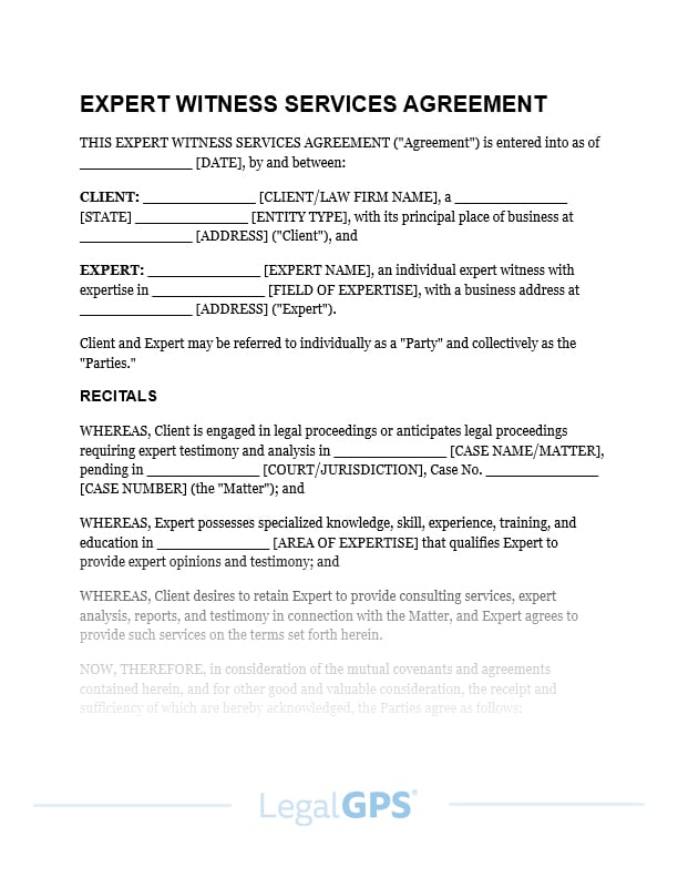 Expert Witness Services Agreement IMAGE