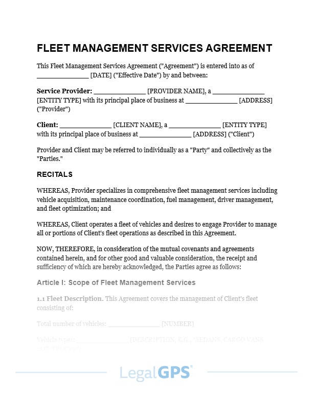 Fleet Management Services Agreement IMAGE