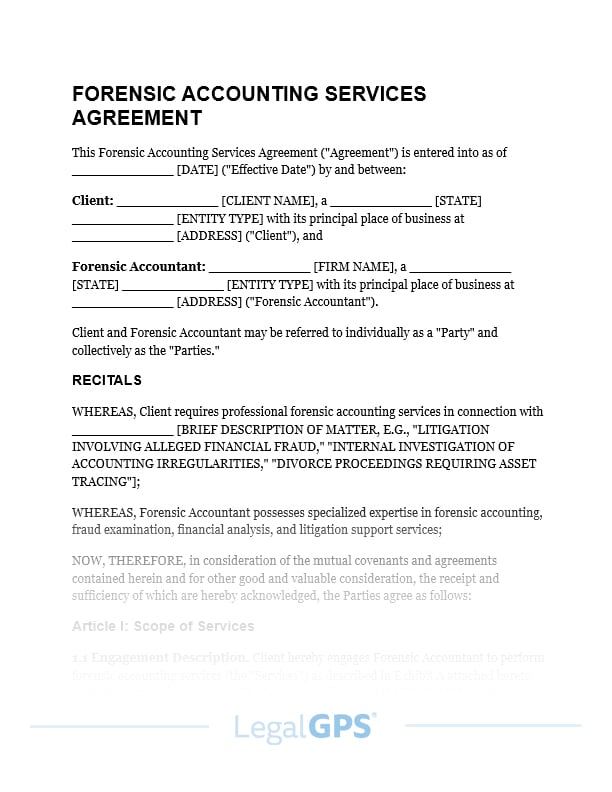 Forensic Accounting Services Agreement IMAGE