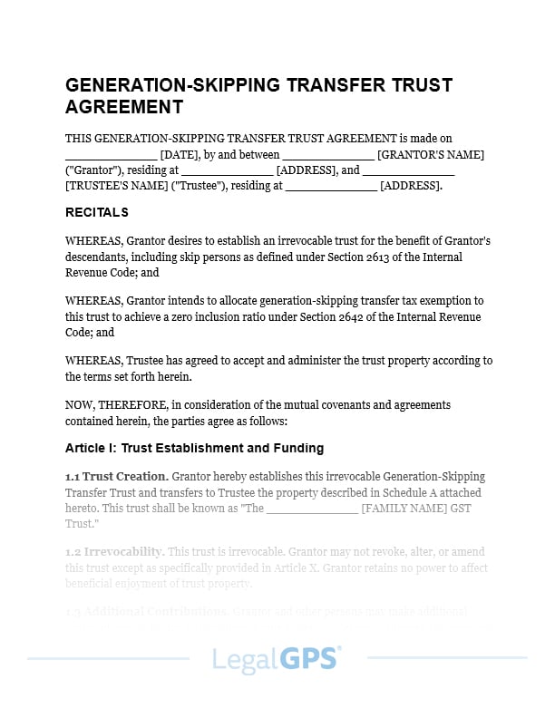 Generation-Skipping Transfer Trust (GST Trust) IMAGE