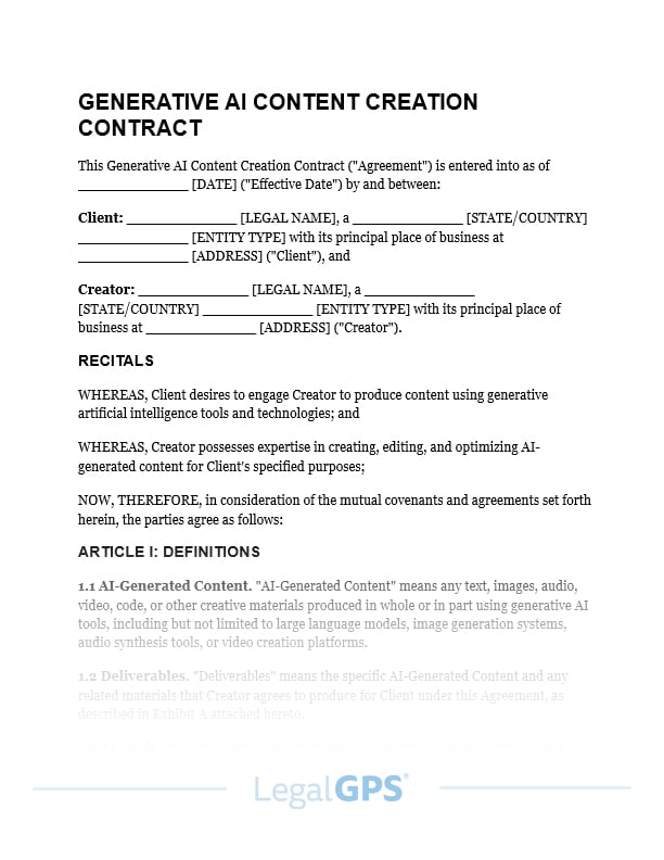 Generative AI Content Creation Contract IMAGE