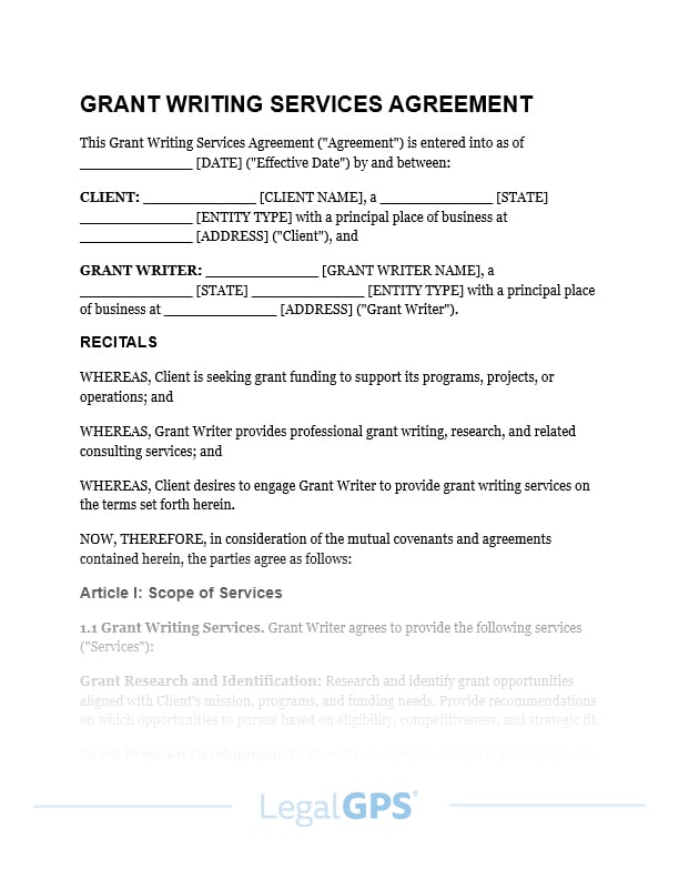 Grant Writing Services Agreement IMAGE