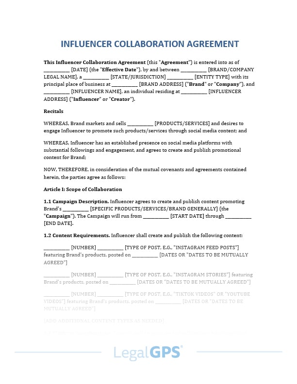 Influencer Collaboration Agreement IMAGE