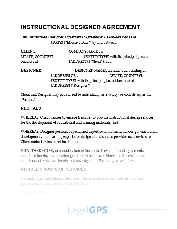Instructional Designer Agreement IMAGE