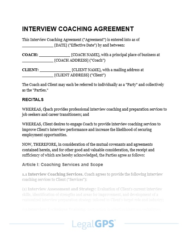Interview Coaching Agreement IMAGE