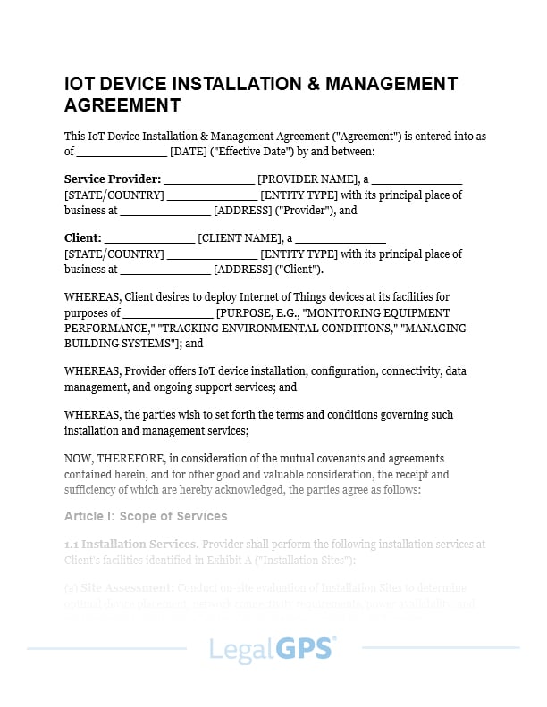 IoT Device Installation & Management Agreement IMAGE