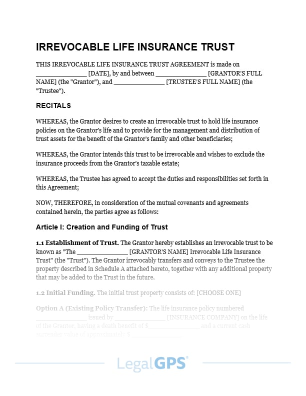 Irrevocable Life Insurance Trust (ILIT) IMAGE