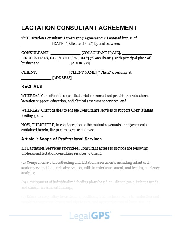 Lactation Consultant Agreement IMAGE