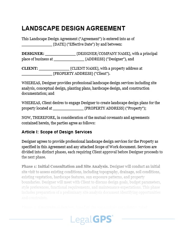 Landscape Design Agreement IMAGE